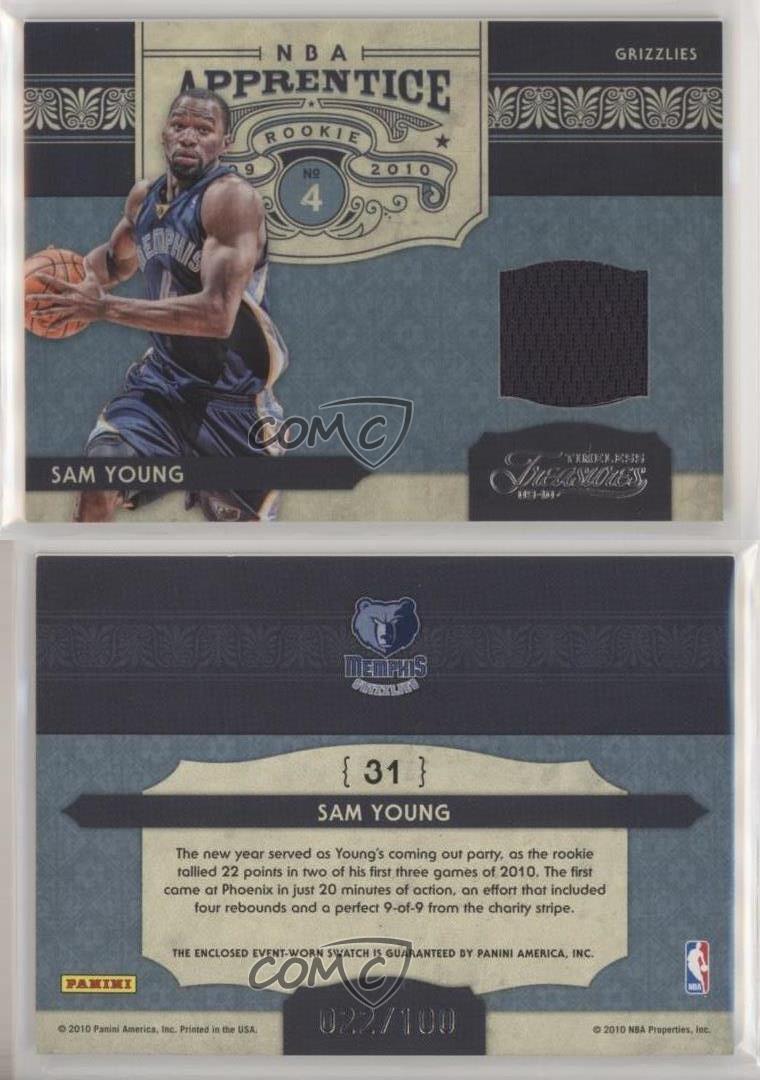 2009-10 Timeless Treasures NBA Apprentice Materials /100 Sam Young #31 Rookie RC