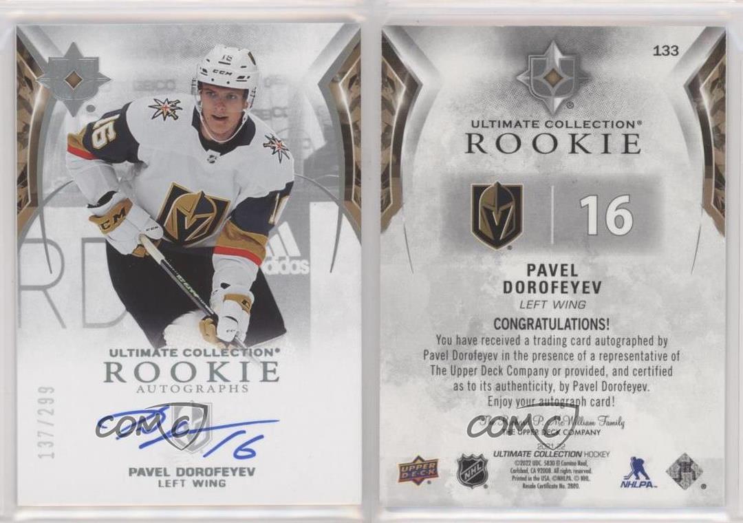 2021 Upper Deck Ultimate Collection Rookies /299 Pavel Dorofeyev Rookie Auto RC