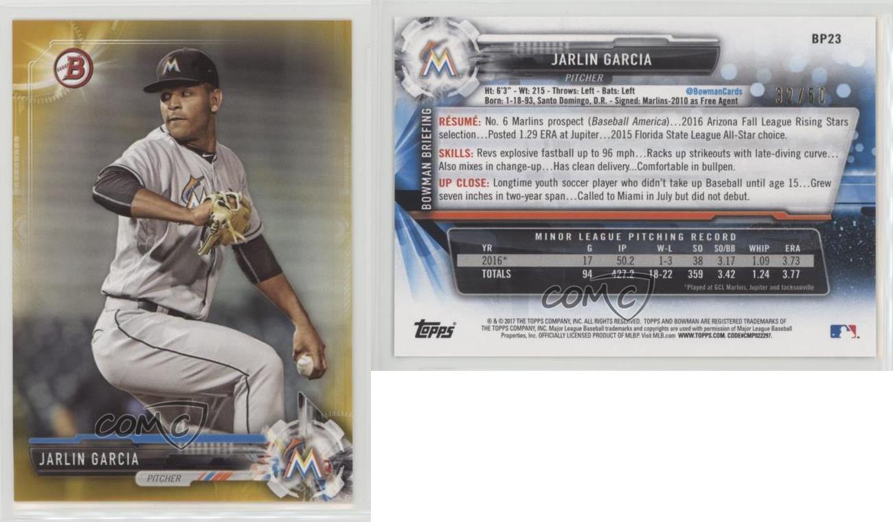 Jarlin Garcia RC 2017 Bowman Chrome Prospects GOLD REFRACTOR SP/50 #BCP23