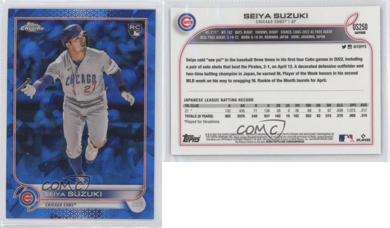 2022 Topps Chrome Update Sapphire Edition Seiya Suzuki #US250 Rookie RC