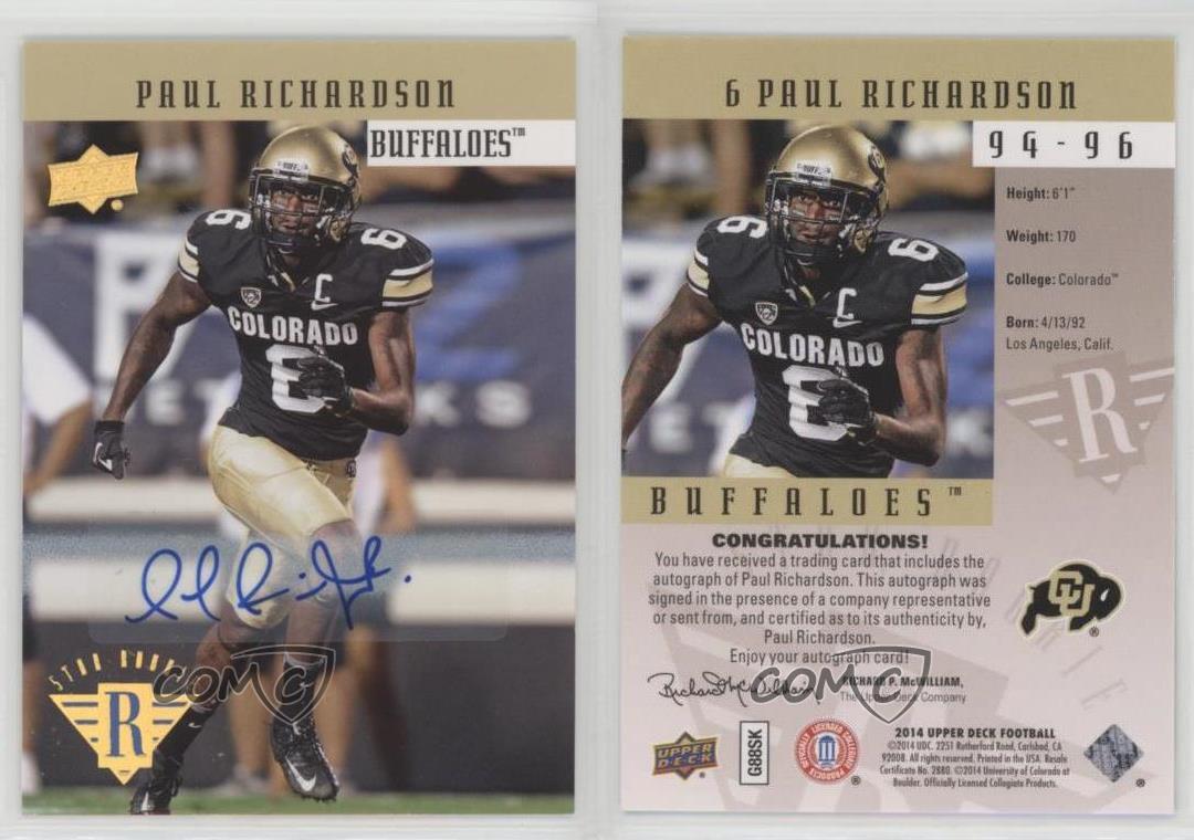 2014 Upper Deck 1994 Design Paul Richardson Rookie Auto RC #94-96