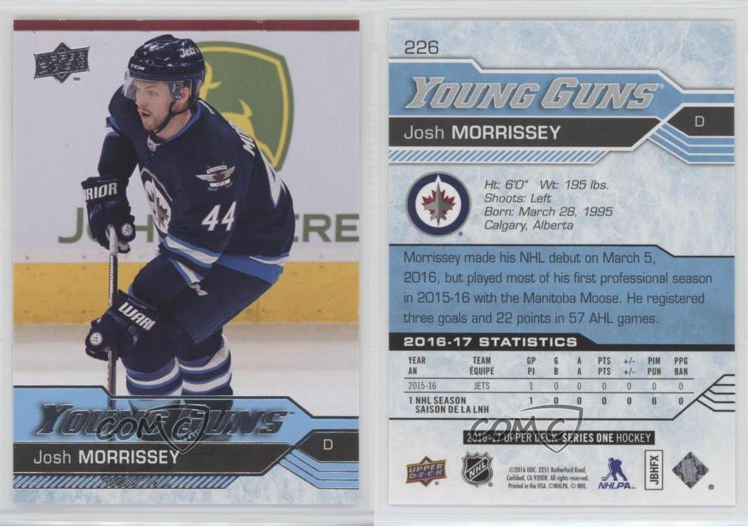 2016-17 Upper Deck Young Guns Josh Morrissey #226 Rookie RC