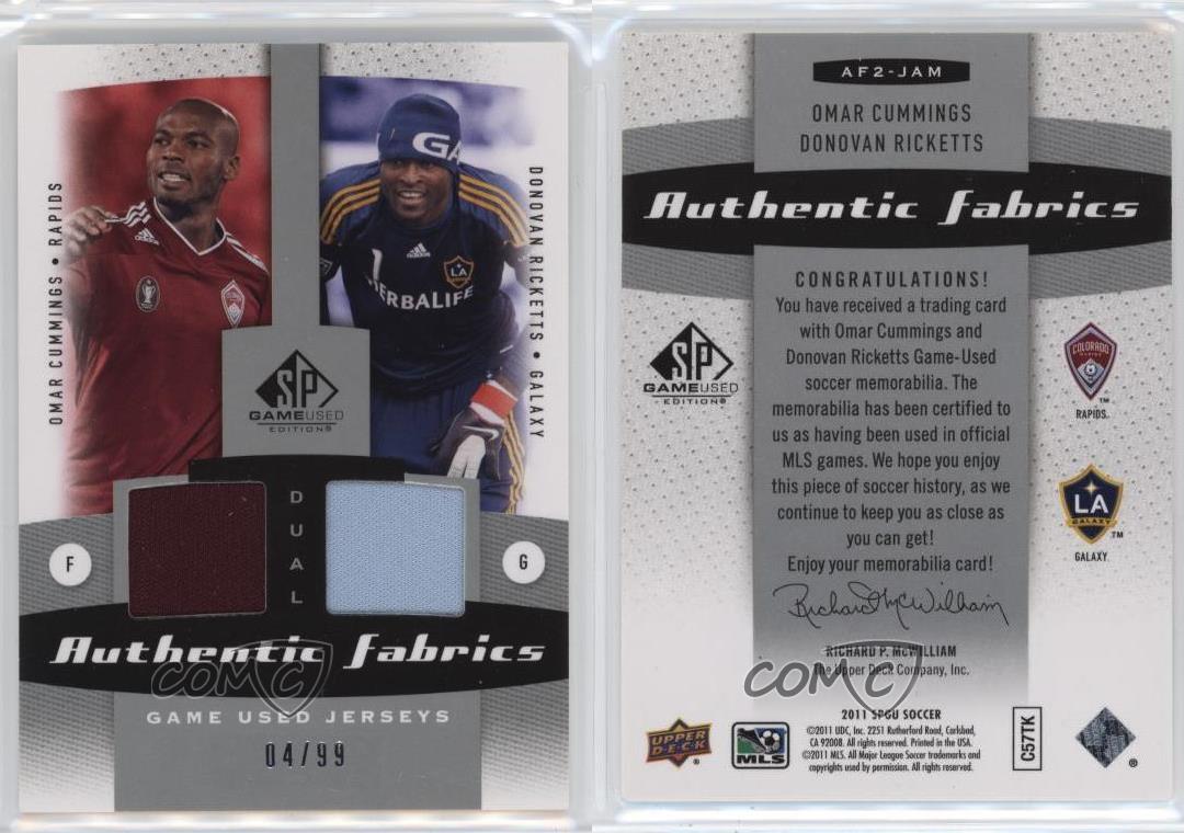 2011 SP Game Used Edition /99 Omar Cummings Donovan Ricketts #AF2-JAM - Picture 3 of 4