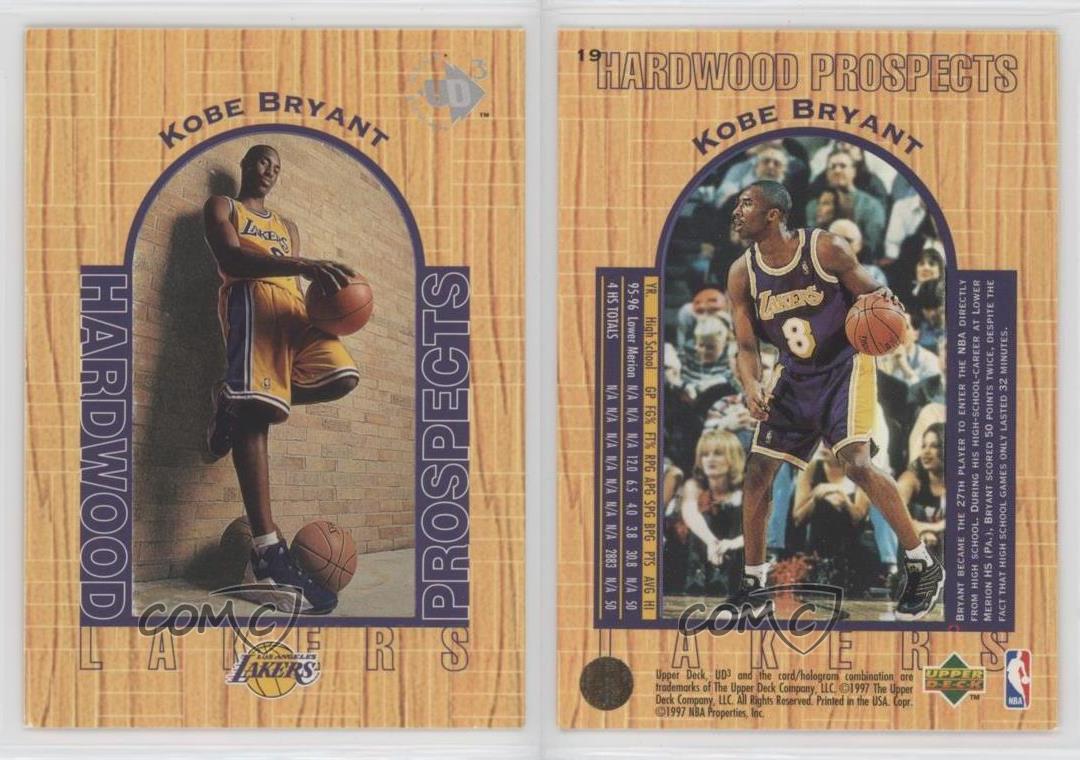Lot - 1997 Upper Deck Hardwood Prospects Kobe Bryant Basketball Card #19