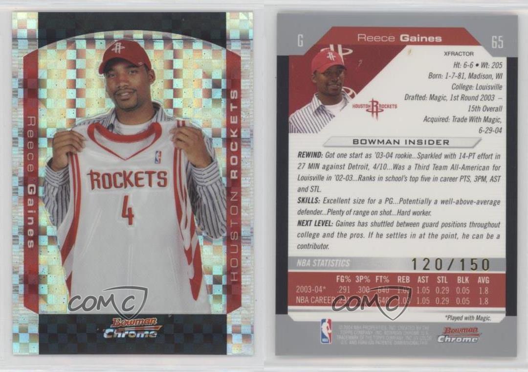 2004-05 Bowman Draft cromo X-Fractor/150 Reece Gaines #65 - Imagen 3 de 4