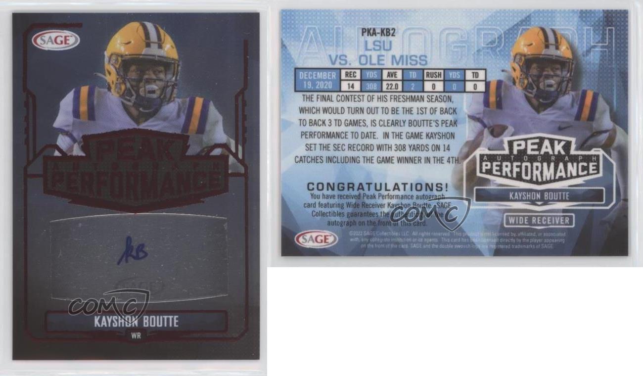 2022 SAGE Low Series - Peak Performance Autographs Kayshon Boutte #PKA-KB2 Red (AU, RC)