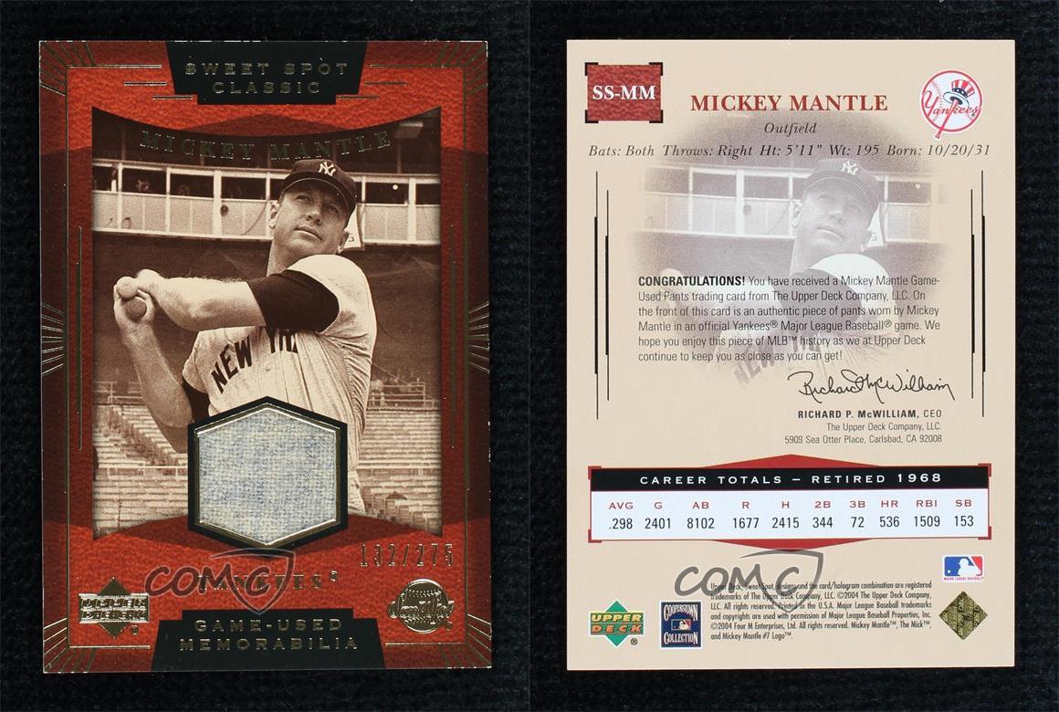 Upper Deck Sweet Spot Classic 2004 gioco-usato memorabilia /275 Mickey Mantle HOF - Foto 3 di 3