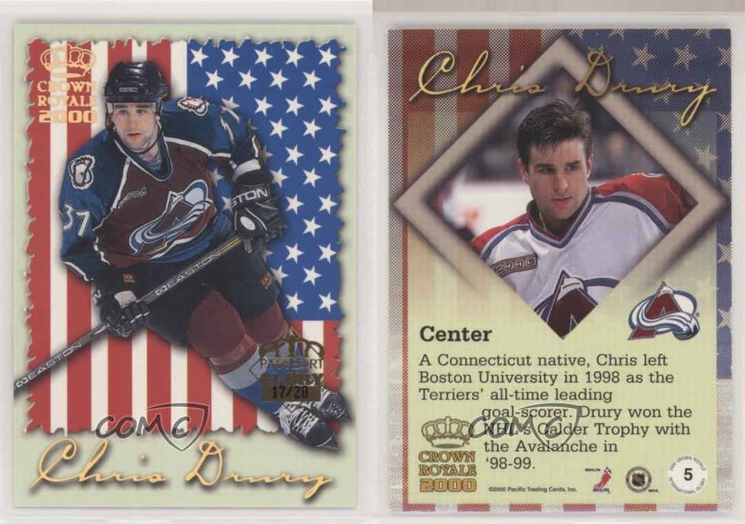 1999-00 Pacific Crown Royale International Passport to Glory /20 Chris Drury #5 - Picture 3 of 3
