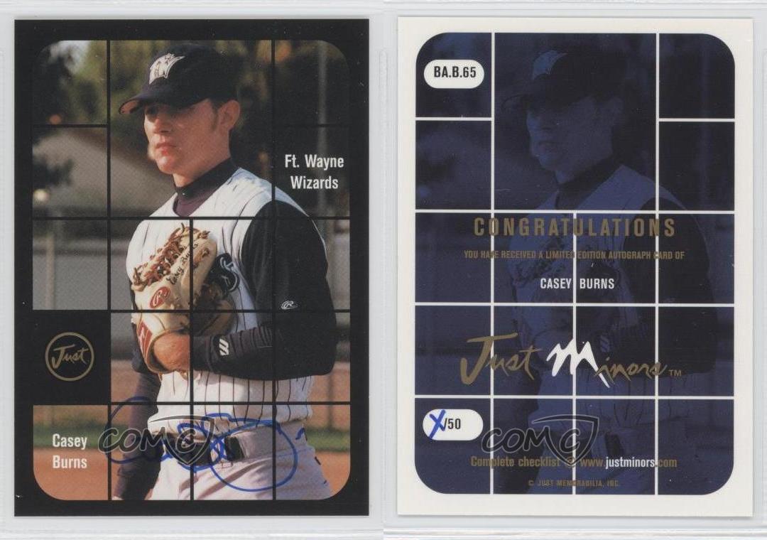 2001 Just Minors Auto Black /50 Casey Burns #BA.B.65 Auto - Foto 4 di 4