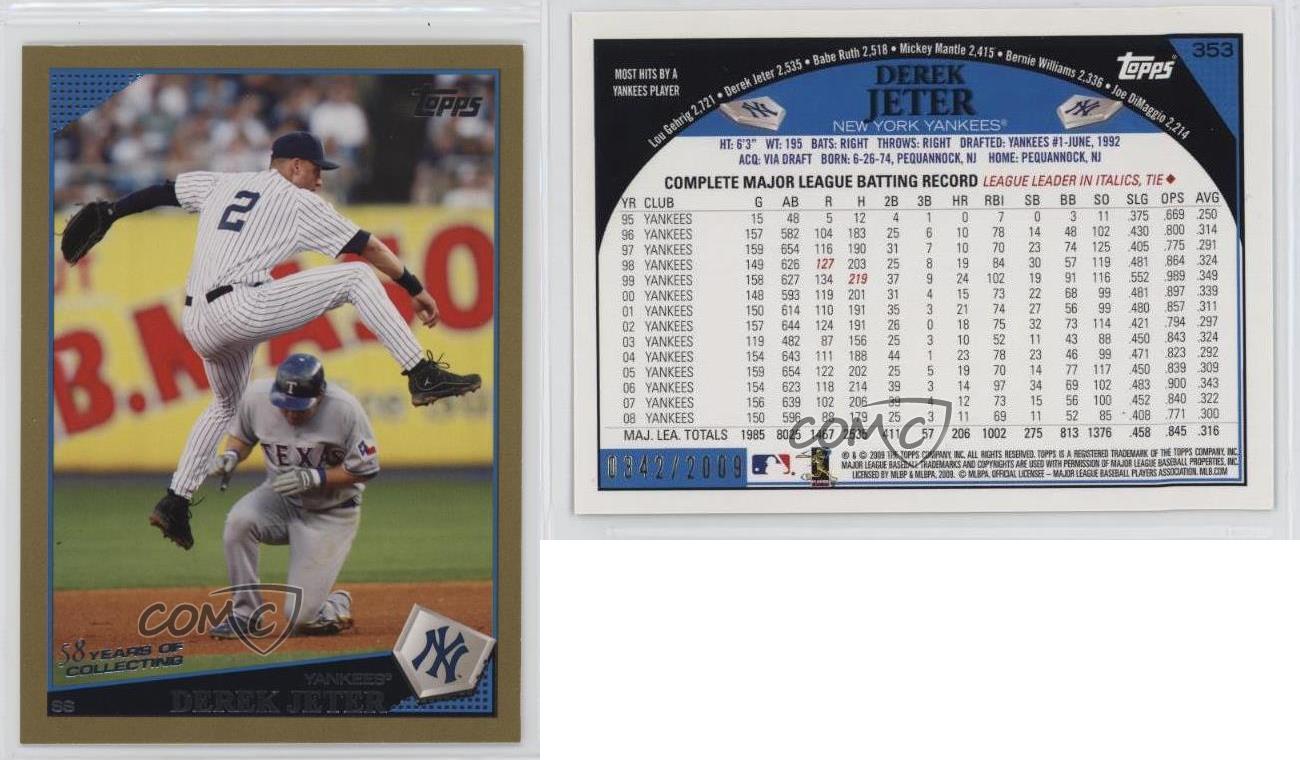 2009 Topps Gold /2009 Derek Jeter #353 HOF - Bild 3 von 3