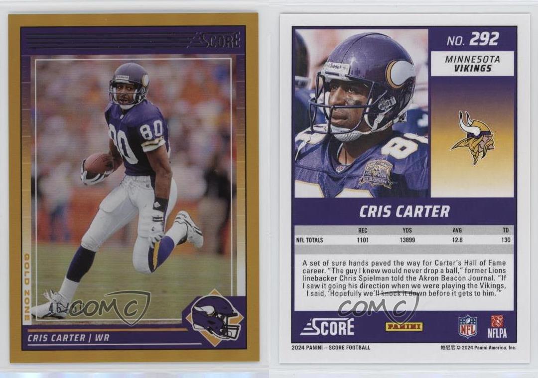2024 Score Gold Zone/50 Cris Carter #292 Salón de la fama - Imagen 3 de 3