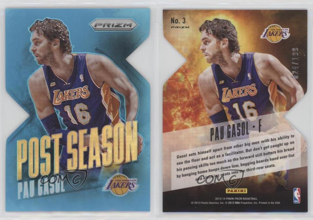 2013-14 Panini Prizm Post Season Light Blue Prizm Die-Cut /199 Pau Gasol #3 HOF - Picture 3 of 3