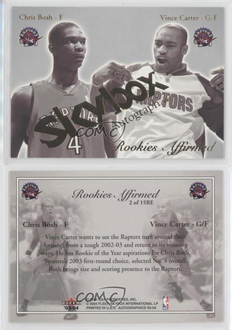 2003 Skybox Autographics Rookies Affirmed Chris Bosh Vince Carter Rookie RC  HOF