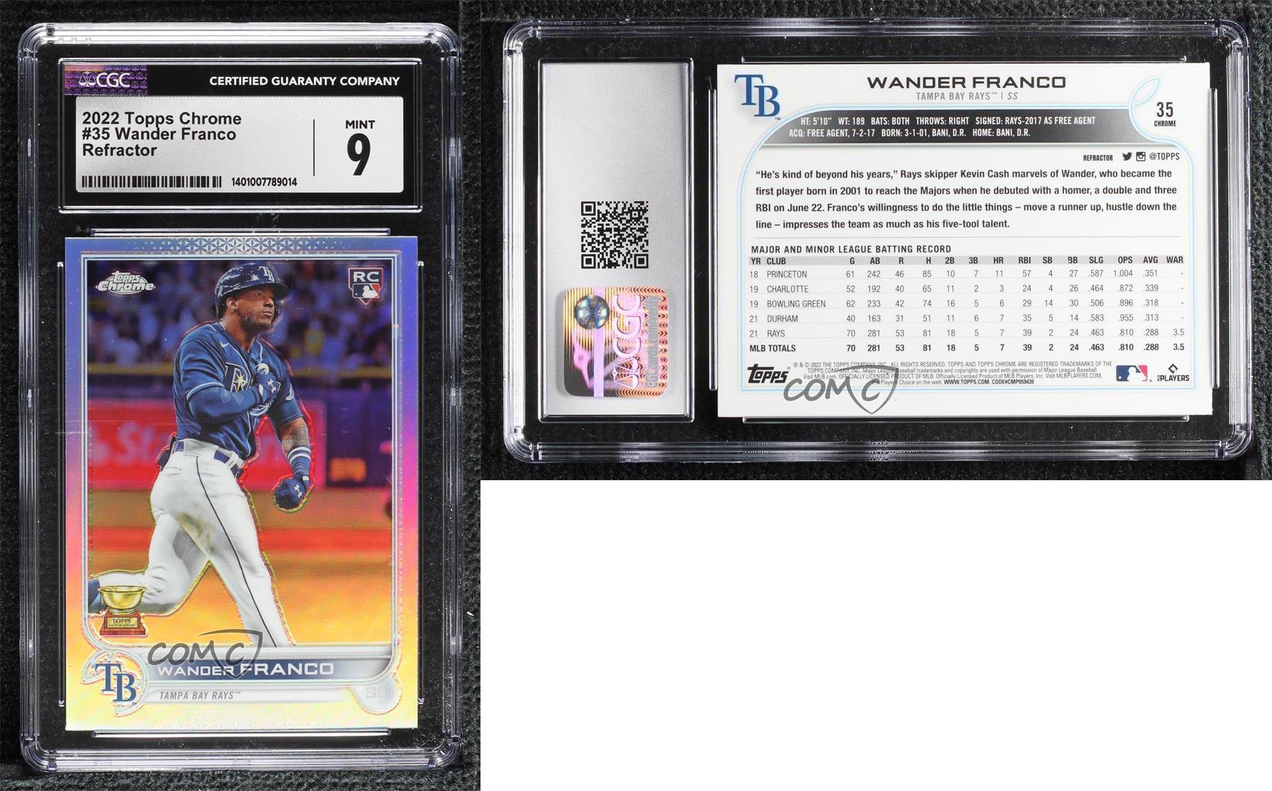 2022 Topps Chrome Sonic Refractor Wander Franco #35 CGC 9 Mint Rookie RC - Picture 3 of 3