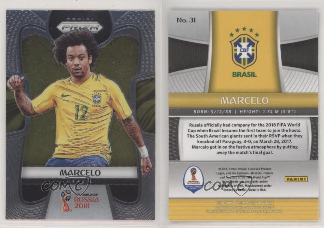 2018 Panini Prizm Soccer #31 Marcelo Brazil World Cup Russia Futbol Card