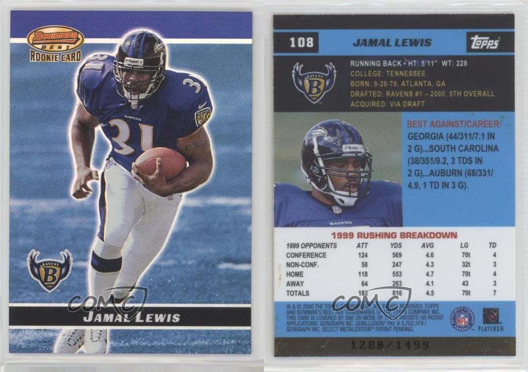2000 Bowman's Best /1499 Jamal Lewis #108 Rookie RC - Picture 4 of 4