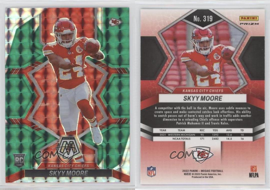 : 2022 Panini Mosaic Green Mosaic #319 SKYY MOORE RC Rookie  Kansas City Chiefs Football Trading Card : Collectibles & Fine Art