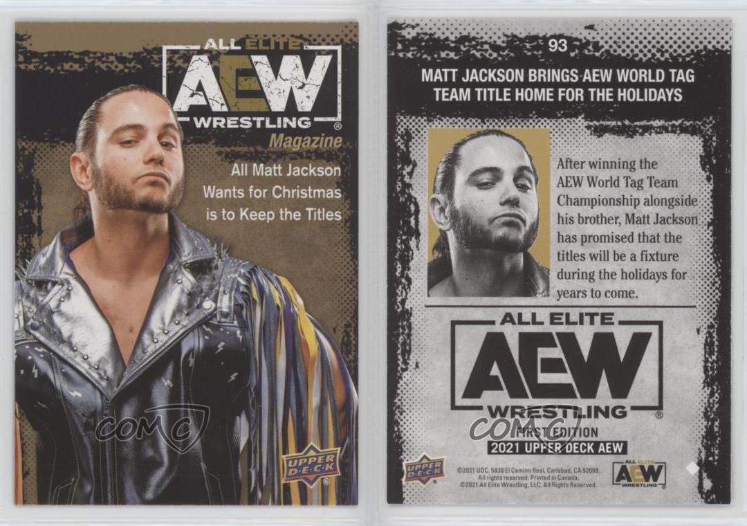 2021 Upper Deck AEW All Elite Wrestling Magazine Gold Matt Jackson #93 Rookie RC