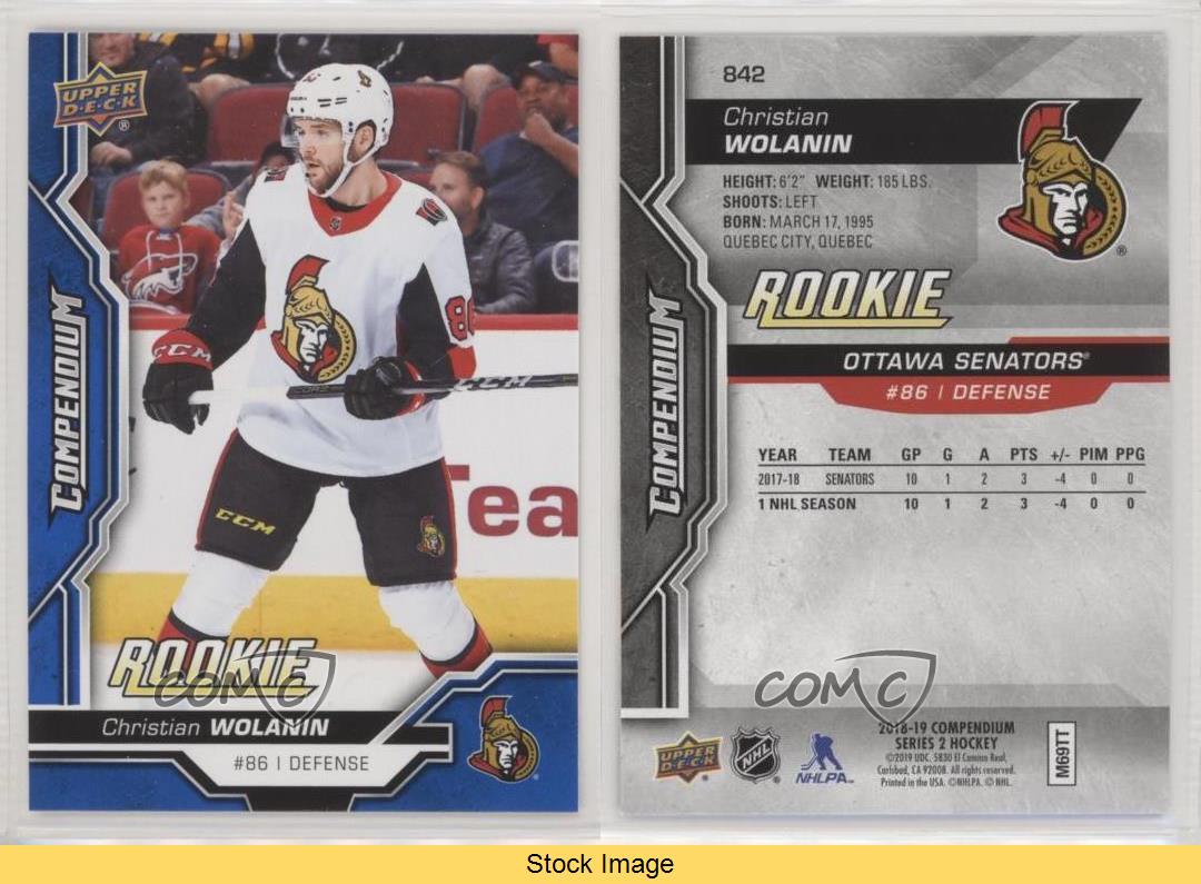 2018-19 Upper Deck Compendium Rookies Blue Christian Wolanin #842 Rookie RC