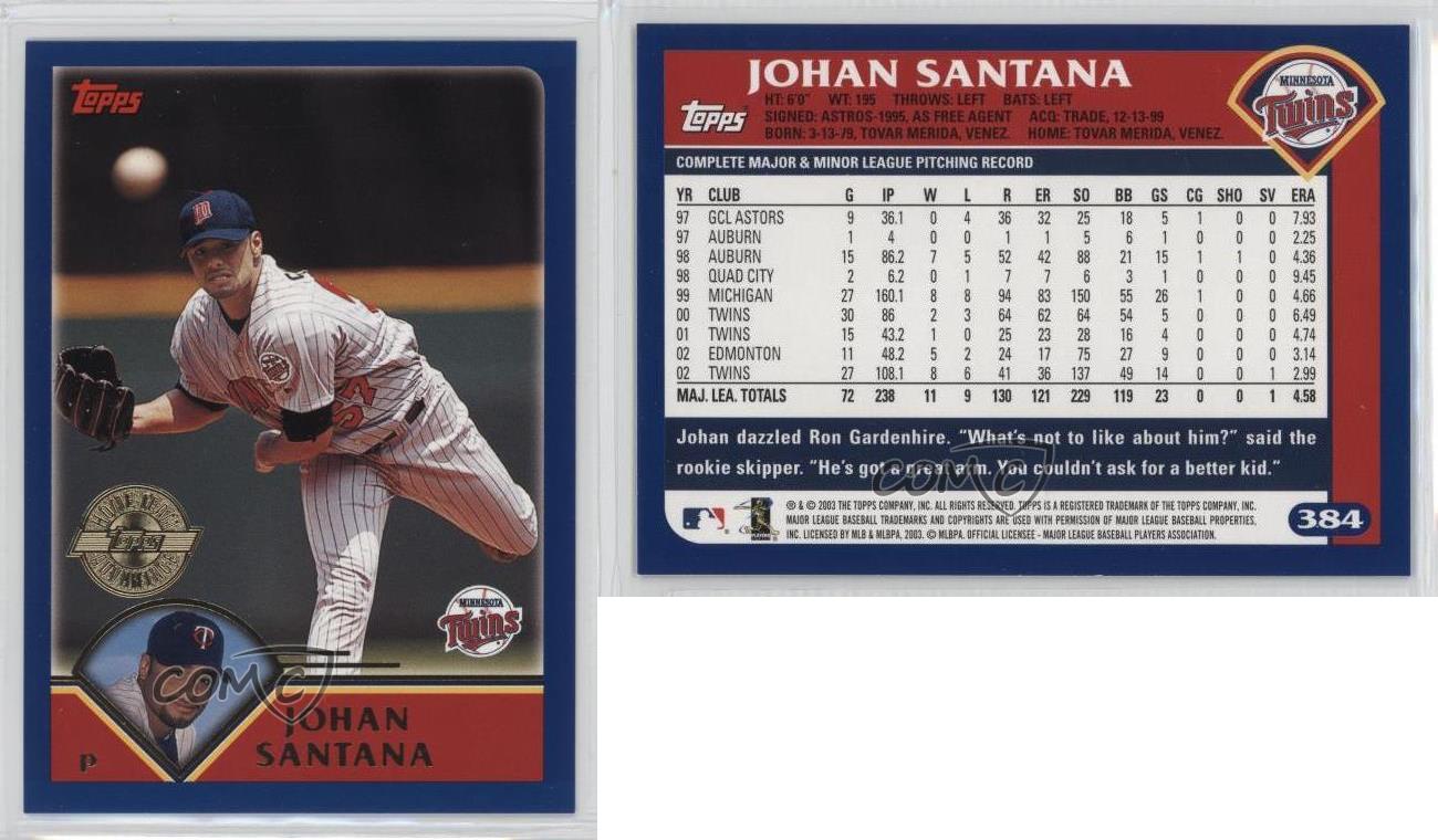 2003 Topps Baseball Card #384 Johan Santana