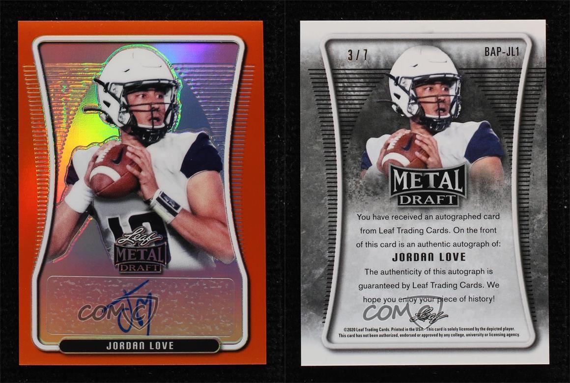 Portrait soldes Feuille Métal Draft 2020 Orange Arc-en-ciel /7 Jordan Love Rookie Auto RC