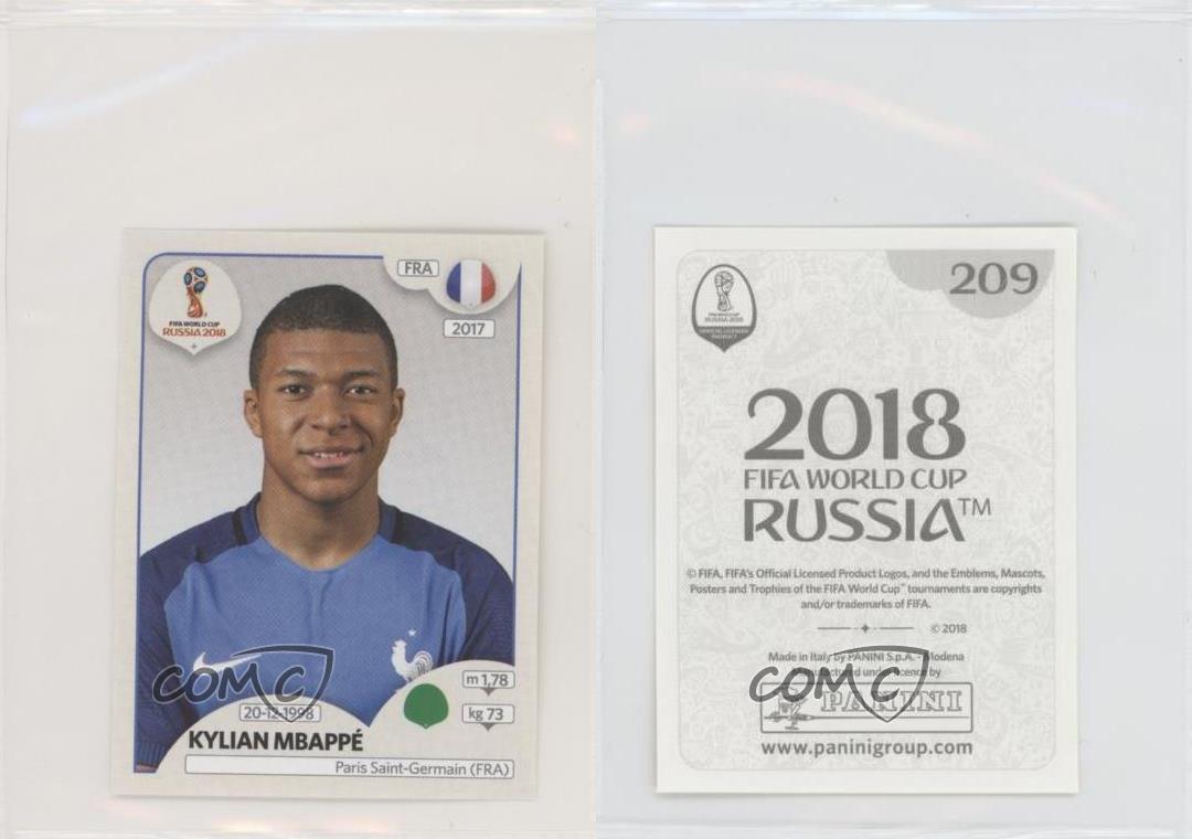 Kylian Mbappe # 209 France Rookie Sticker FIFA World Cup 2018 Russia Paris 