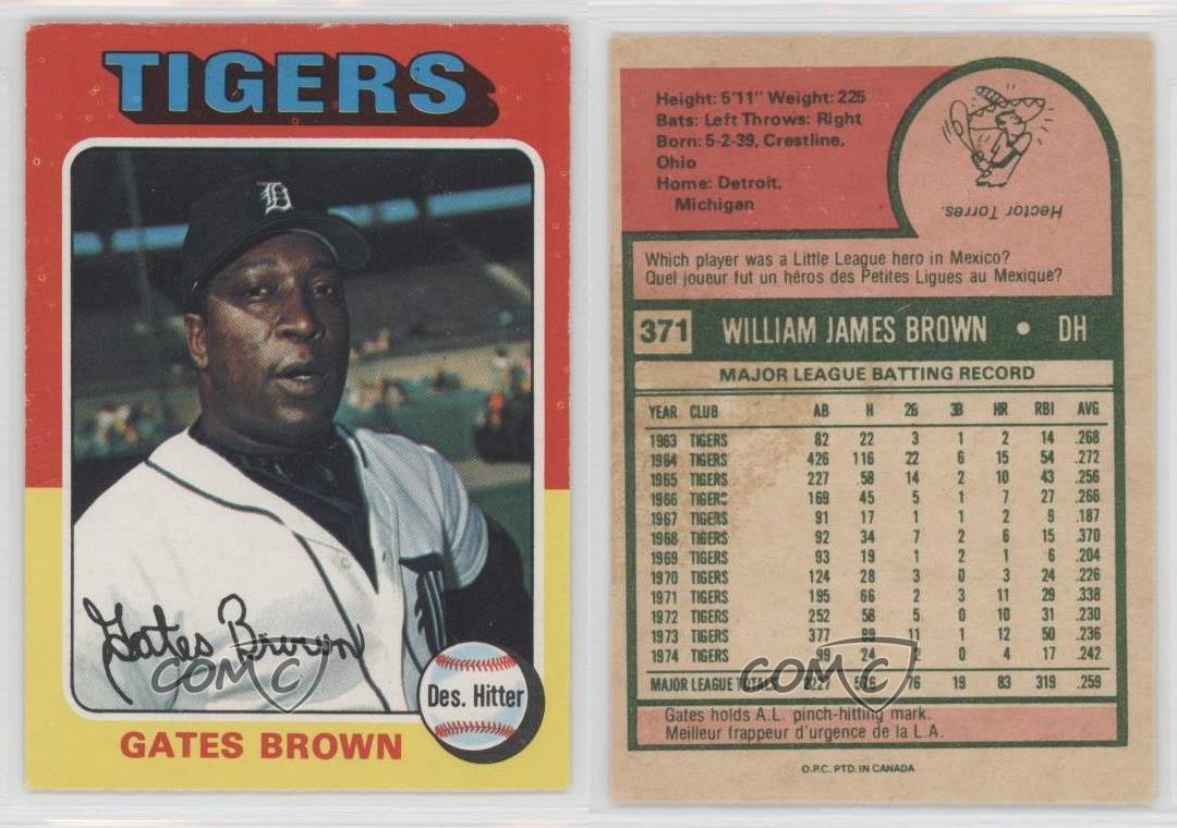 1975 O-Pee-Chee Gates Brown #371 - Bild 3 von 3