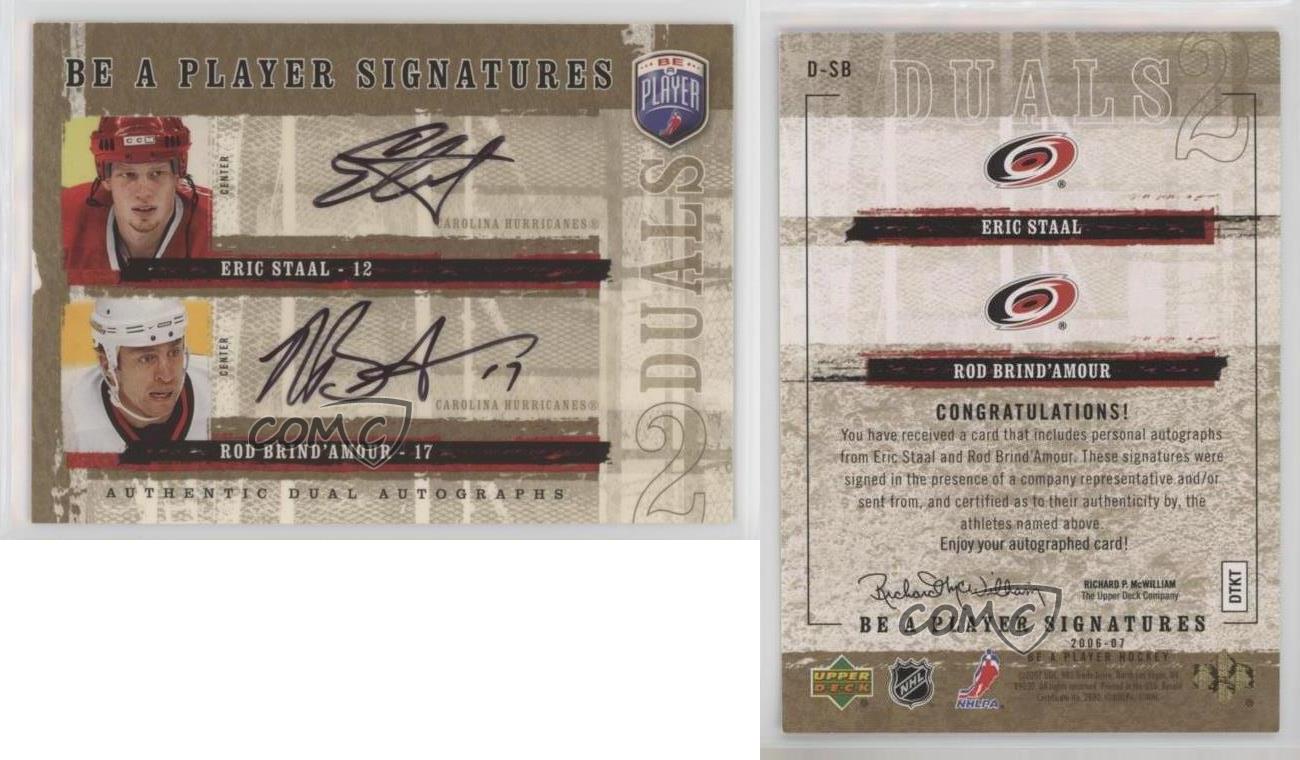 2006-07 Upper Deck Be a Player Signatures Duals Eric Staal Rod Brind'Amour Auto