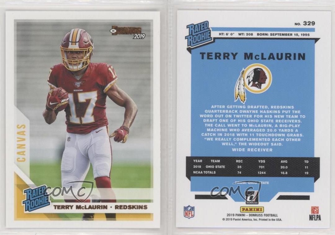 2019 Panini Player of the Day Jersey Cracked Ice Terry McLaurin #TM Rookie 