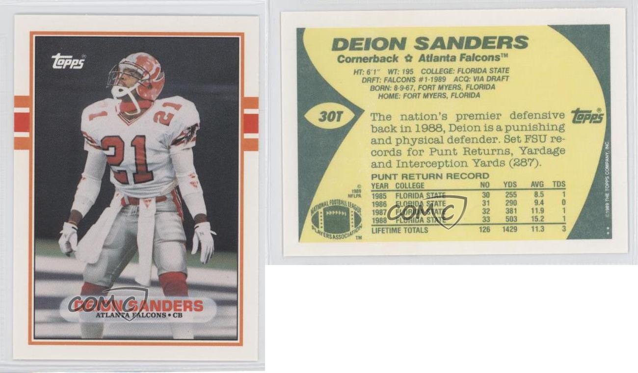 1989 Topps Traded #30T Deion Sanders Atlanta Falcons RC Rookie Football Card | eBay