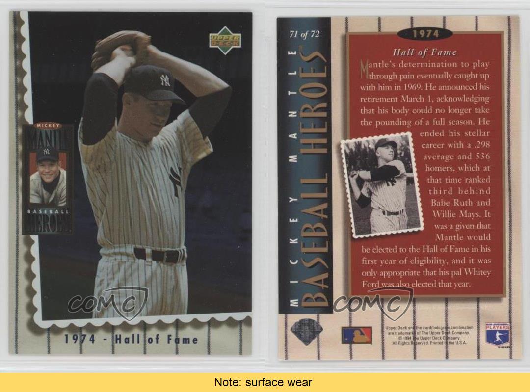 1994 Upper Deck MICKEY MANTLE HEROES NEW YORK YANKEES #71 1974 Hall of Fame