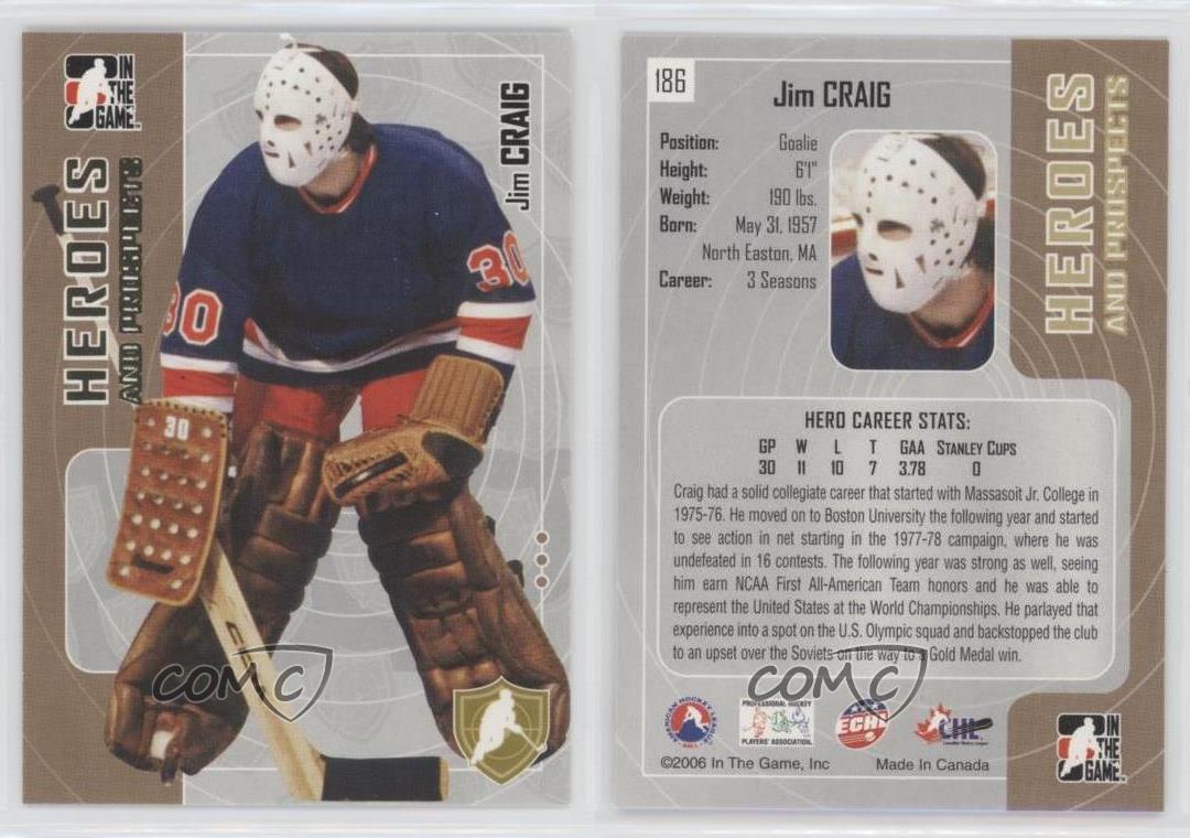  2005-06 In The Game Heroes and Prospects Hockey Card #186 Jim  Craig Officially Licensed Trading Card : Collectibles & Fine Art