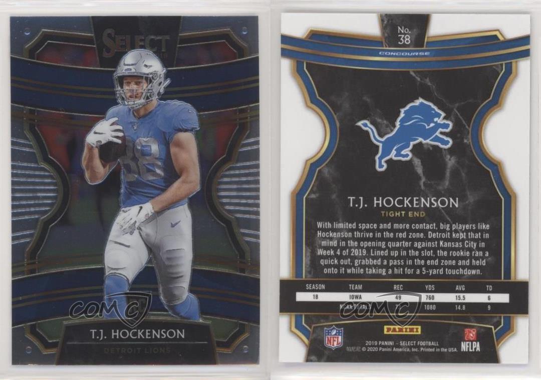 T.J. Hockenson 2019 Select Football Concourse Level RC #38 Detroit Lions  Rookie