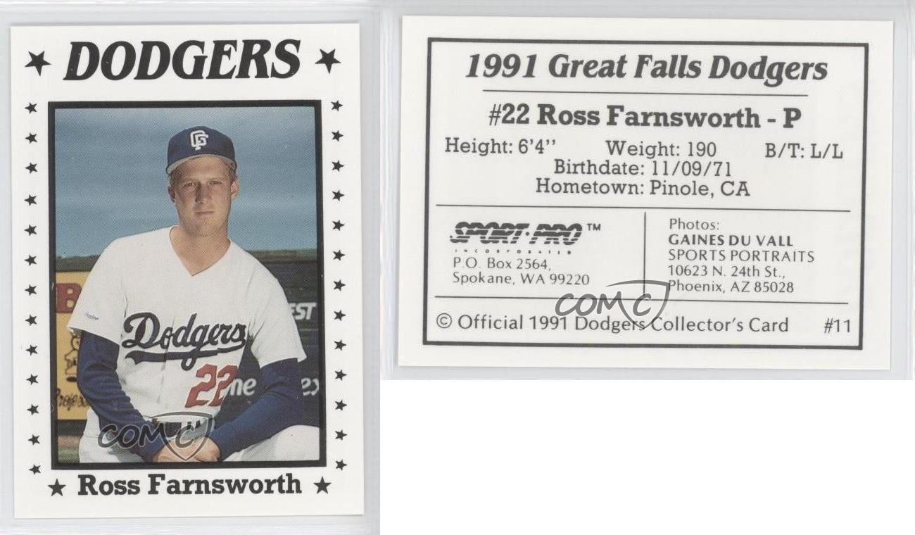 1991 Sport Pro Great Falls Dodgers Ross Farnsworth #11 - Picture 3 of 3