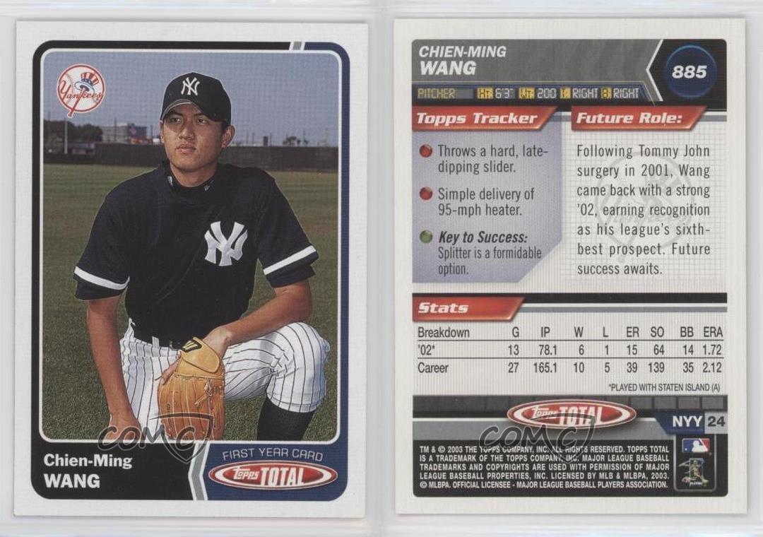 Chien Ming Wang autographed baseball card (New York Yankees) 2003 Topps  Total #885