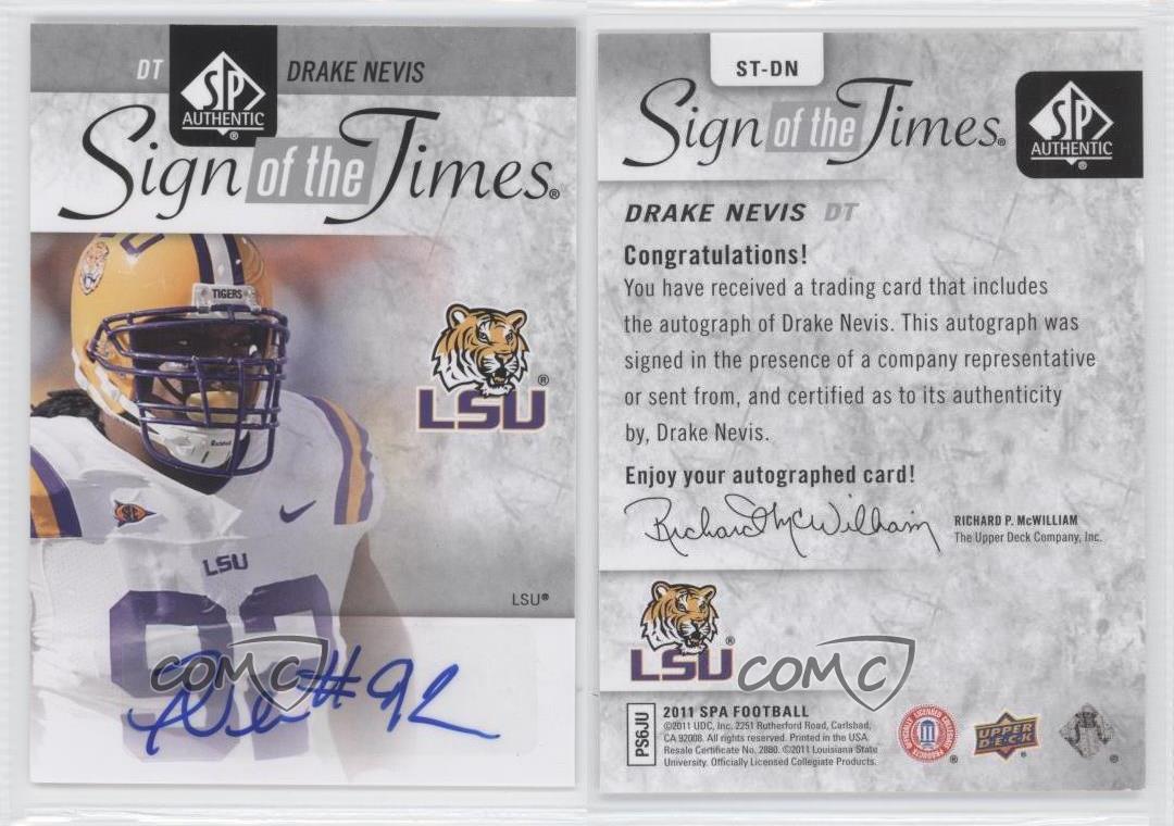 2011 SP Authentic Sign of the Times Drake Nevis #ST-DN Rookie Auto RC - Picture 4 of 4