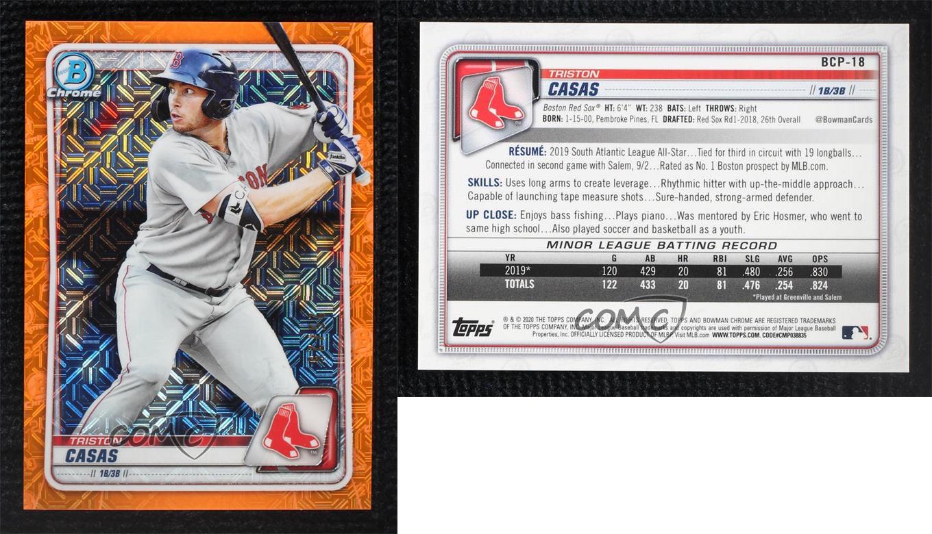 Bowman Chrome Prospects 2020 Mega Box Orange Mojo Réfracteur collection /25 Triston Casas