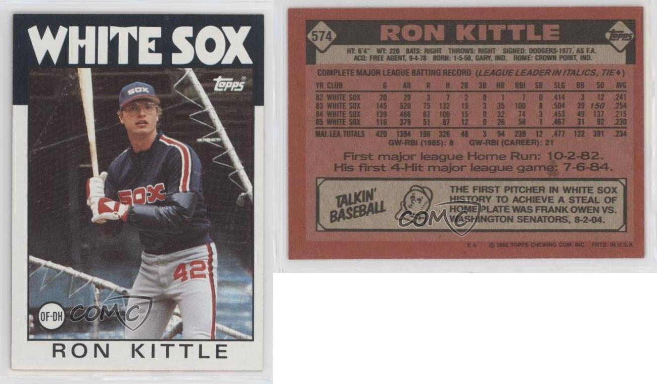  1986 Topps Baseball Card #574 Ron Kittle