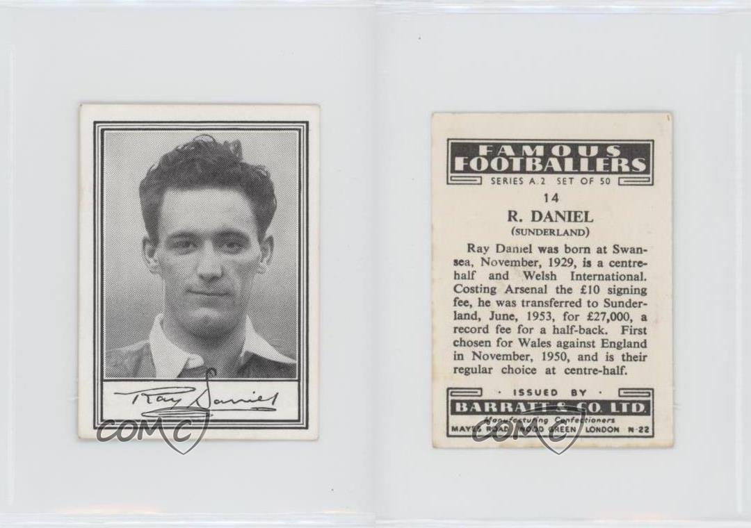 1954 Barratt & Co Famous Footballers Series A2 Ray Daniel #14 - Foto 3 di 4