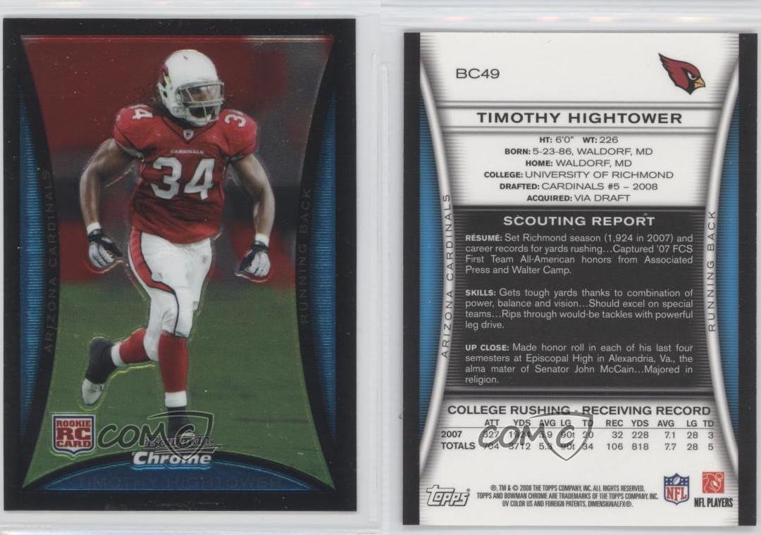 2008 Bowman Chrome Tim Hightower #BC49 Rookie RC - Picture 3 of 4