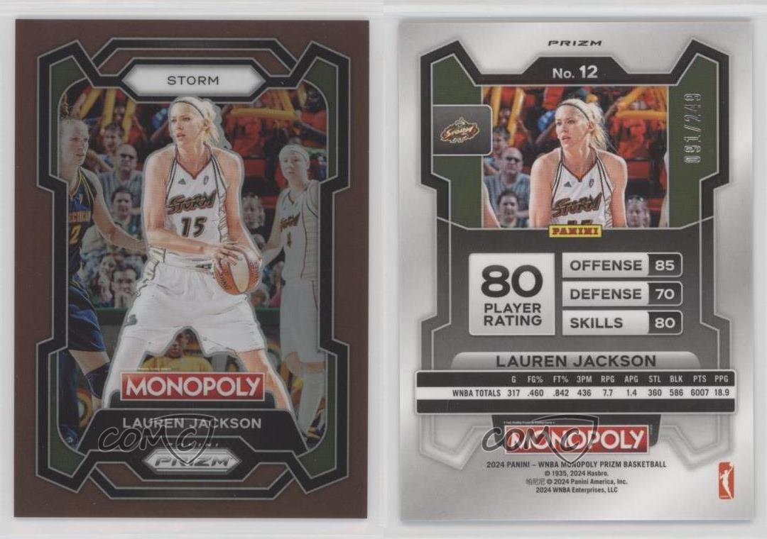 2024 Panini Prizm Monopoly WNBA Brown Prizm /249 Lauren Jackson #12 - Picture 3 of 3