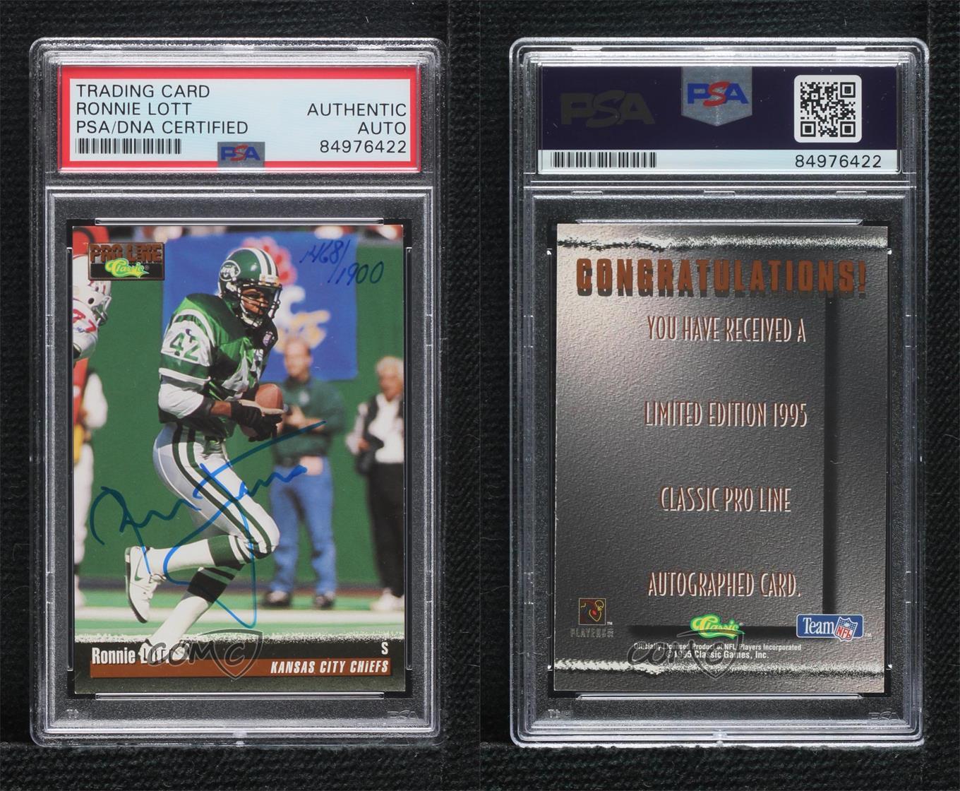 PSA/DNA 1995 Classic Pro Line Ronnie Lott PSA/DNA Authentic Card & Auto Auto HOF