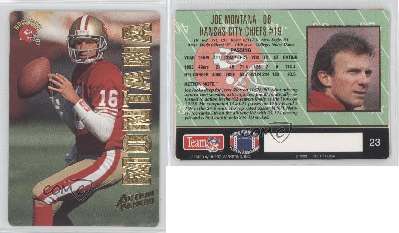 1993 Action Packed 23 Joe Montana Kansas City Chiefs Football Card eBay