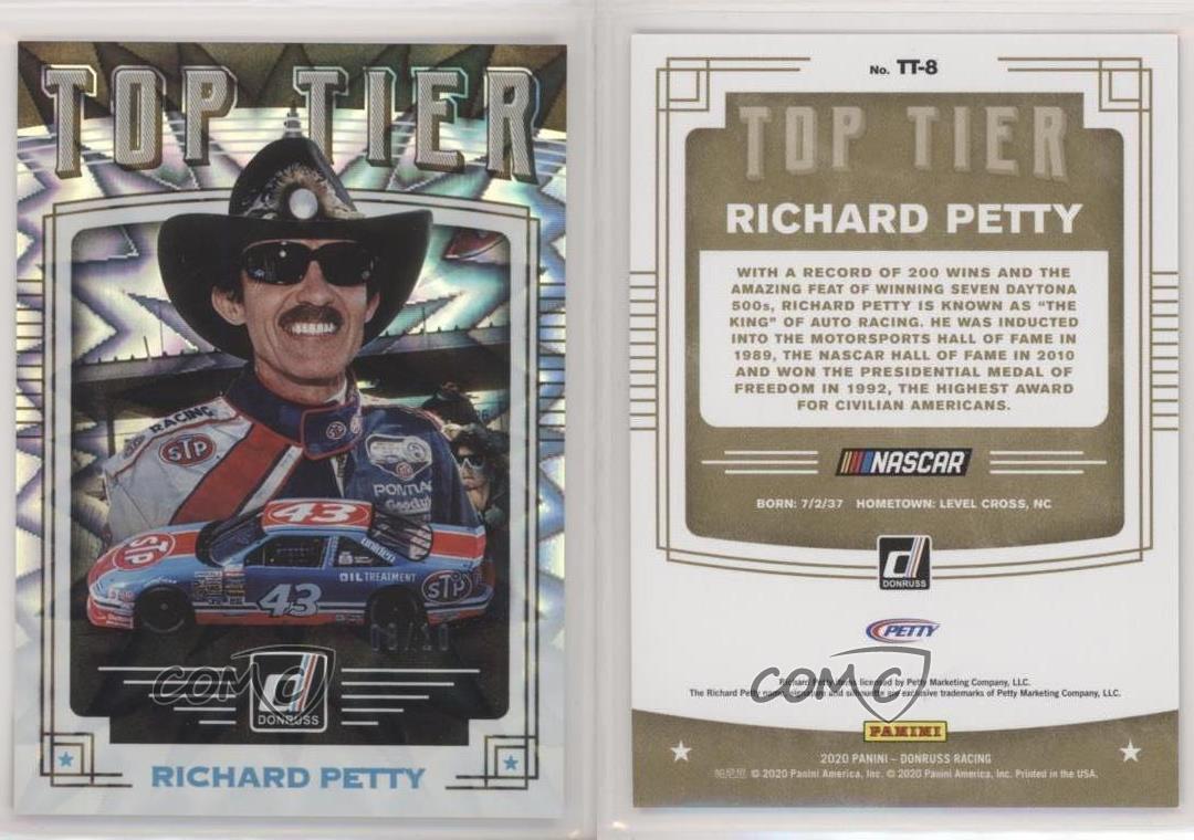 2020 Donruss Top Tier Racing #8 Richard Petty STP//Petty Enterprises//Plymouth Official NASCAR Trading Card From Panini America