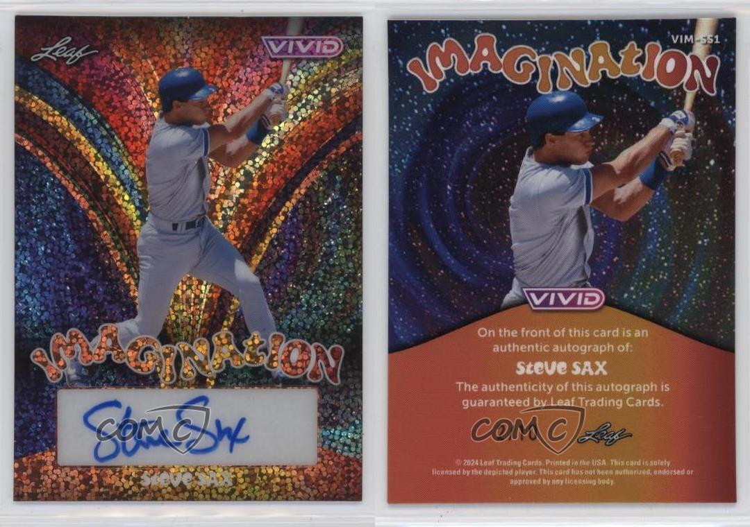 2024 Leaf Vivid Vivid Imagination /10 Steve Sax #VIM-SS1 Auto - Picture 3 of 3