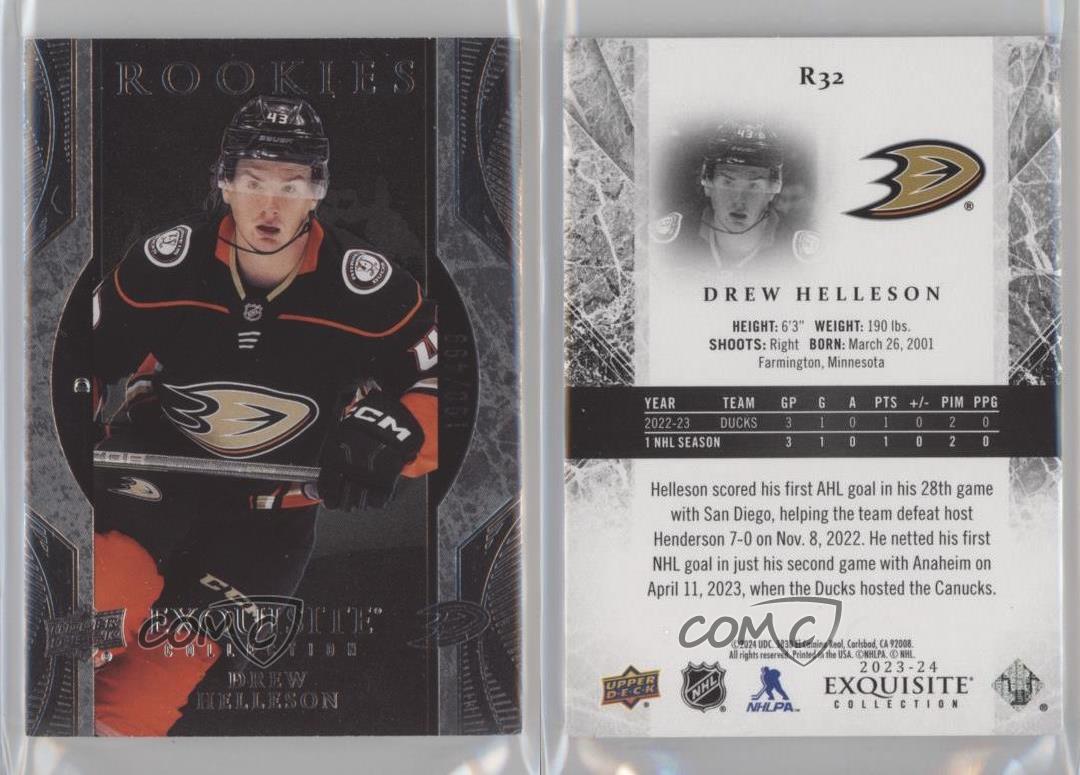 2023-24 Upper Deck Ice Exquisite Collection Rookies /499 Drew Helleson #R32 RC - Picture 4 of 4