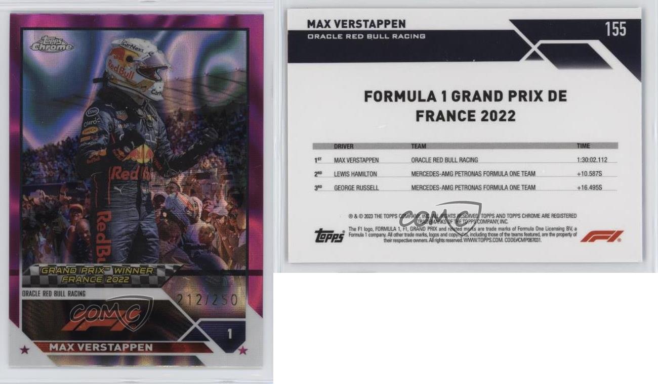 2023 Chrome Formula 1 Grand Prix Winners Fuchsia Lava Refractor Max Verstappen