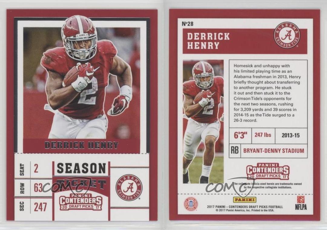 Details About 2017 Panini Contenders Draft Picks 28 Season Ticket Derrick Henry Football Card