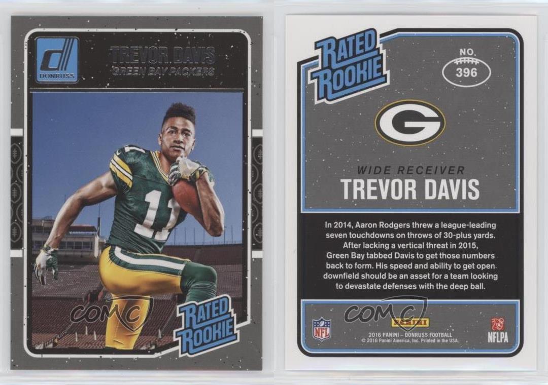 #396 2016 PANINI DONRUSS Trevor Davis, football card!!! Rookie