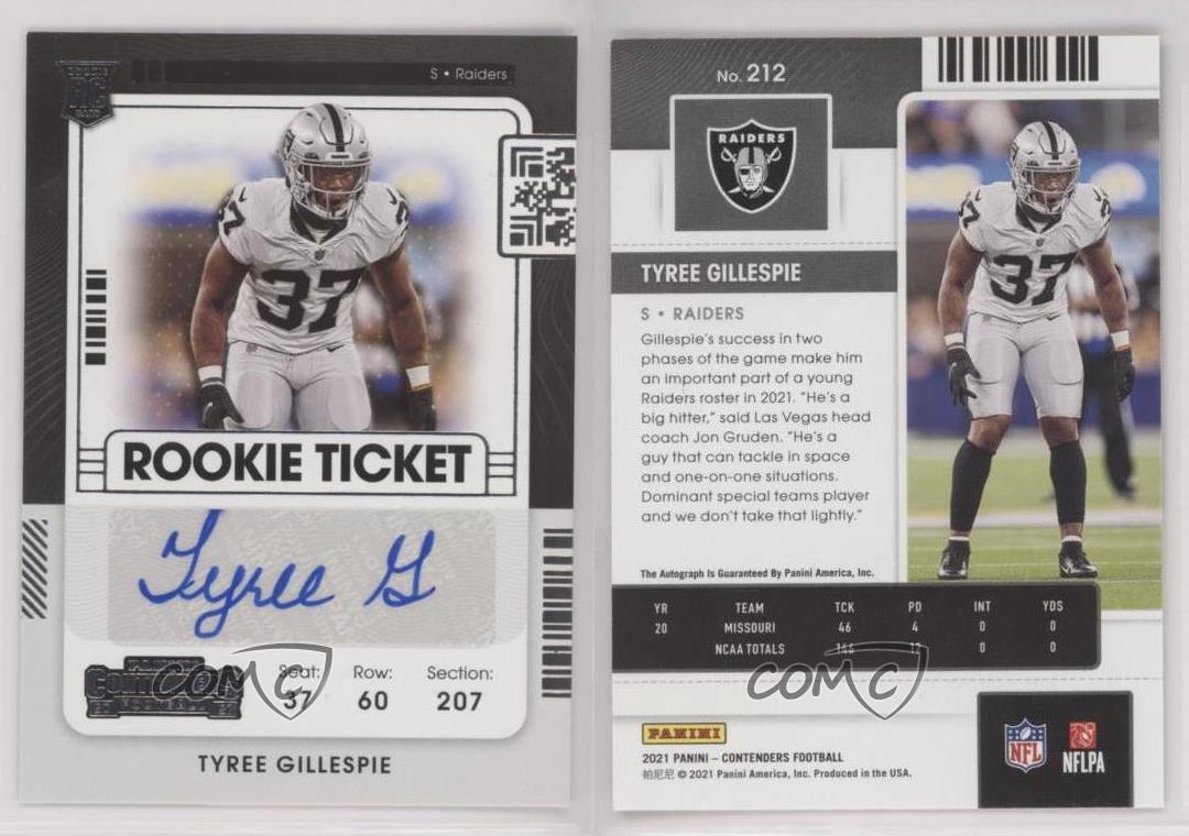 2021 Panini Contenders Rookie Ticket Tyree Gillespie #212 Rookie Auto RC - Picture 3 of 4